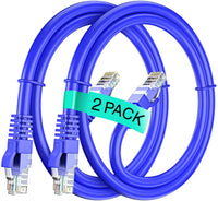 Thumbnail for 2 American Terminal EPC3100L 100' Cat6a Ethernet Network Patch Cable RJ45 23AWG 600Mhz Solid Copper Wire 3' Blue