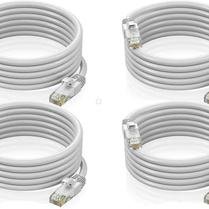 4 Cat6a Ethernet Network Patch Cable RJ45 23AWG 600Mh Solid Copper Wire 3' White