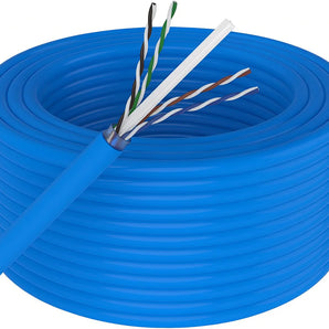 A-T 1000' Cat6 Ethernet Blue Bulk Network Cable 23AWG 600Mhz UL Bare Solid Copper Wire UTP 1000' Blue