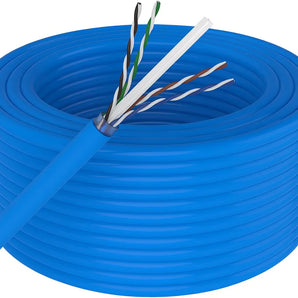 AT Cat6 Ethernet Cable 23AWG 600Mhz UL Bare Solid Copper Wire UTP 500' Blue
