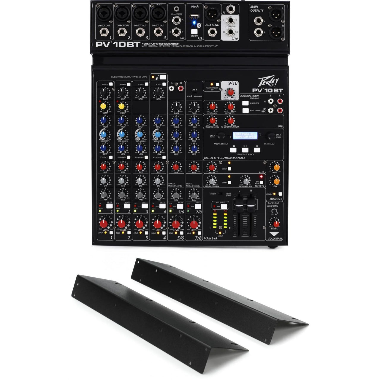 Peavey PV 10 AT 10 Channel Compact Mixing Mixer Console with Bluetooth Auto-Tune pitch correction + Rackmount Kit