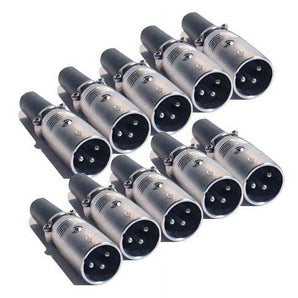 MR DJ XLRMH10 10 3-Pin XLR Male Connector Heads for Audio Microphone & DMX Cable Applications
