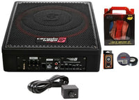 Thumbnail for Cerwin Vega VPAS12-12 Shallow Mount Sealed Powered 600W Subwoofer Enclosure + 8 Gauge Amp Kit Bundle