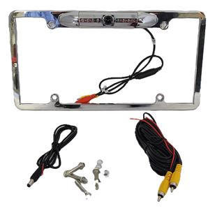 Cerwin Vega CLF1C Chrome HD License Plate Frame with Backup Camera for better visibility.