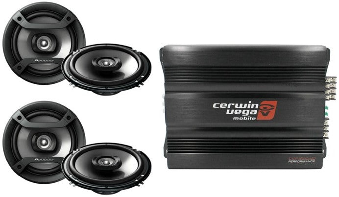 Cerwin Vega CVP1600.4D 1600W 4-Ch + 2 Pioneer TS-F1634 6.5" Speaker