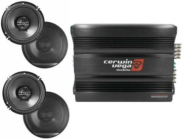 Cerwin Vega CVP1600.4D 1600W 4-Ch + 2 Pioneer TS-G1620 6.5" Speaker + 4G Amp Kit