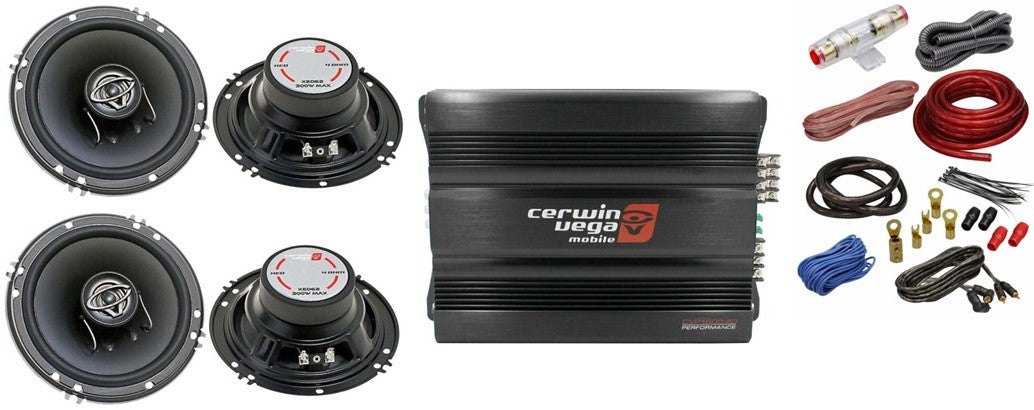 Cerwin Vega CVP1600.4D 4-Ch + 2 XED-62 6.5" Speaker + AMP Kit + Mobile Bracket & Tape