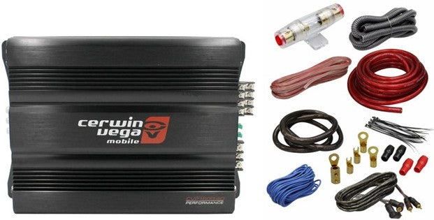 Cerwin Vega CVP1600.4D 1600 Watts 4-Channel Class-D Amplifier + Amp Kit + Mobile Bracket & Tape