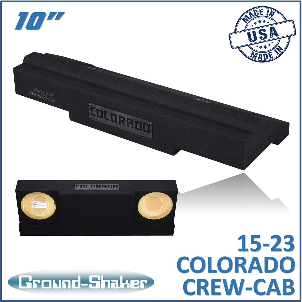 Ground shaker GS-CXHV210B black 10" dual sealed sub box, fits 15-24 chevy colorado crew-cab