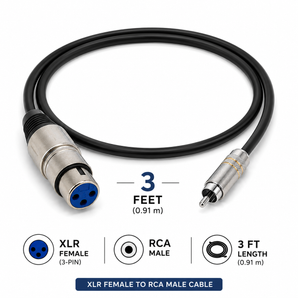 MR DJ CXFR3 3-Foot XLR Female to RCA Male Professional Audio Cable