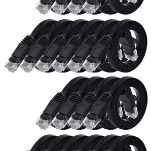 20 Cat6a Ethernet Network Patch Cable RJ45 23AWG 600M Solid Copper Wire 3' Black