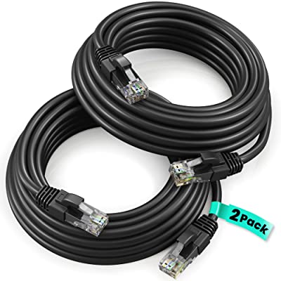2 Cat6a Ethernet Network Patch Cable RJ45 23AWG 600Mh Solid Copper Wire 3' Black
