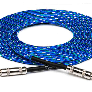 Hosa 3GT-18C2, Straight to Straight Cloth Guitar Cable 18 ft, Blue/Green/White