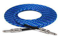 Thumbnail for Hosa 3GT-18C2, Straight to Straight Cloth Guitar Cable (18 ft, Blue/Green/White)