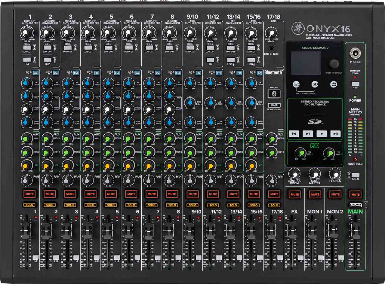 Mackie Onyx16, 16-Channel Premium Analog Mixer with Multi-Track USB