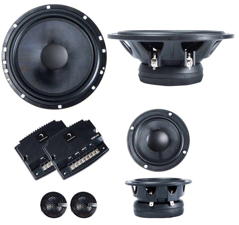 2 Diamond Audio DES365C DES Series 6.5" 3-Way Component System w/Aluminum Dome Tweeter and Crossovers
