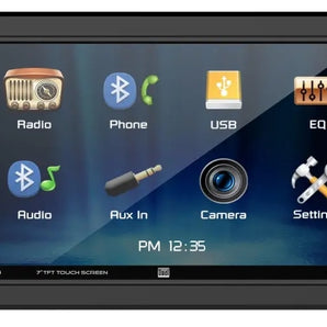 Dual DM724 7" Mechless Double DIN Bluetooth HD Camera Magnet Phone Holder Bundle