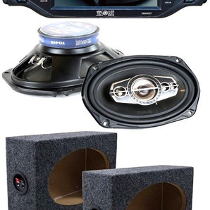 Absolute DMR-455 4.5" DVD/CD/MP3 Motorized 4 x 80W + 6x9" Speaker +Box