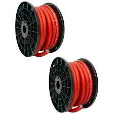 (2) Absolute USA 1/0 Gauge 50 FT Xtreme Twisted Power Ground Wire Cables Red