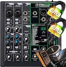 Mackie ProFX6v3 6-Channel Mixer with USB and Effects with Pair of EMB XLR Cable and Gravity Magnet Phone Holder Bundle, (2)