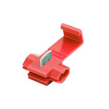 Red quick splice wire terminals designed for 18-22 AWG wire connections for secure and efficient splicing.