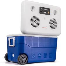 Cerwin Vega CVC65B 55QT Blue Cooler with 6.5" 2-Way Marine Built-In Speakers, BT Streaming, Phone Charger, 10hr Battery