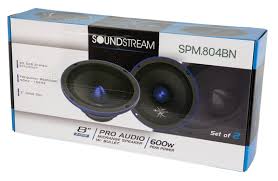 Soundstream SPM.804BN 8" Pro Audio Midrange Die-cast Neodymium Bullet Speaker 600W - Pair