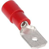 Install Bay RNMD250 Red Nylon Male Quick Disconnect 22-18 Gauge .250 terminal, ideal for quick and secure electrical connections.