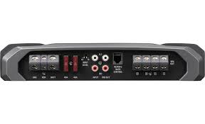 Alpine R-A75M mono amplifier with sleek black design and control knobs, ideal for car audio systems.
