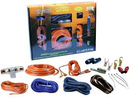Absolute KIT4OR Complete PRO Marine Auto Car RV 4 Gauge 2000 Watts Amplifier Complete Installation Amp Kit Power Wiring with Orange Accent Color Scheme