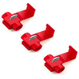 MR DJ red splice wire terminals for 18-22 AWG, quick locking auto-tap connectors for easy wire splicing.