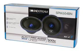 Soundstream SPM.654BN 6.5" Pro Audio Midrange Die-cast Neodymium Bullet Speaker 500W - Pair