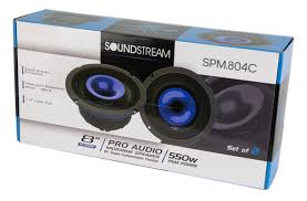Soundstream SPM.804C 8" Midrange Pro Audio Loudspeaker w/ Super Compression Tweeter - 600W (Pair)