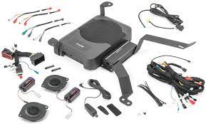 Alpine PSS-23WRA powered upgrade 18-up Wrangler Unlimited JL system with components and wiring.