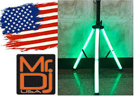 2 MR DJ SS850LED Universal Color-Changing Stand LED Speaker Stand Tripod Remote Control
