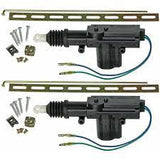Universal car power door lock actuator 12V motor set with installation hardware and components.