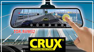 Crux TDR-RVM32 Rear-View Mirror with Front and Rear Camera, DVR and GPS Functions