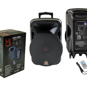 2 PRO 15" 4000W Bluetooth DSP FM Radio USB Portable PA DJ Speaker & Stands