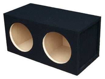 DSS12 double 12" MDF enclosure box for shallow-mount subwoofer, designed for enhanced sound performance.