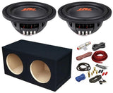 2 DC Sound DSW2000 10" Shallow-Mount Subwoofers with enclosure box and amplifier kit