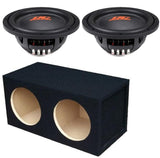 2 DC Sound DSW2000 10" Shallow-Mount Subwoofer with enclosure box for powerful bass performance.