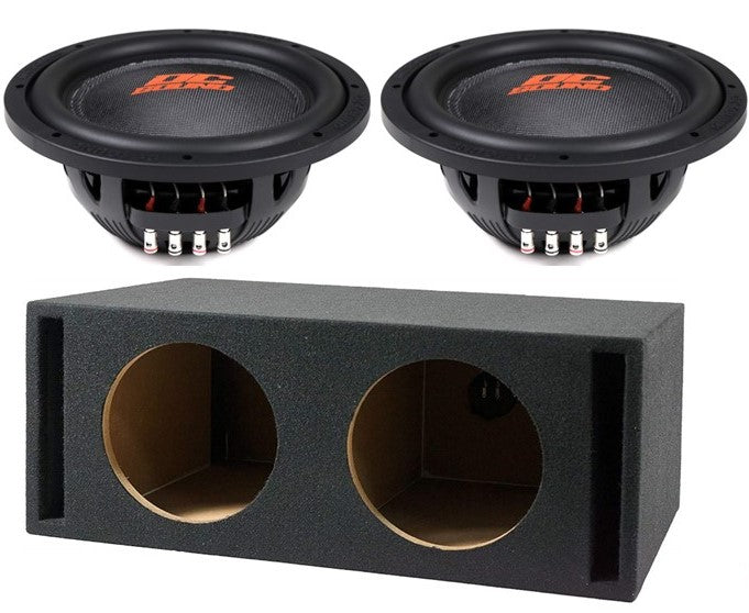 2 DC Sound DSW2000 10" Shallow-Mount Subwoofer 2000W DVC + Ported Enclosure Box