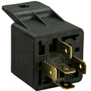 Install Bay E-123 Tyco 30 amp relay with gold prongs, designed for 12 volt automotive applications.