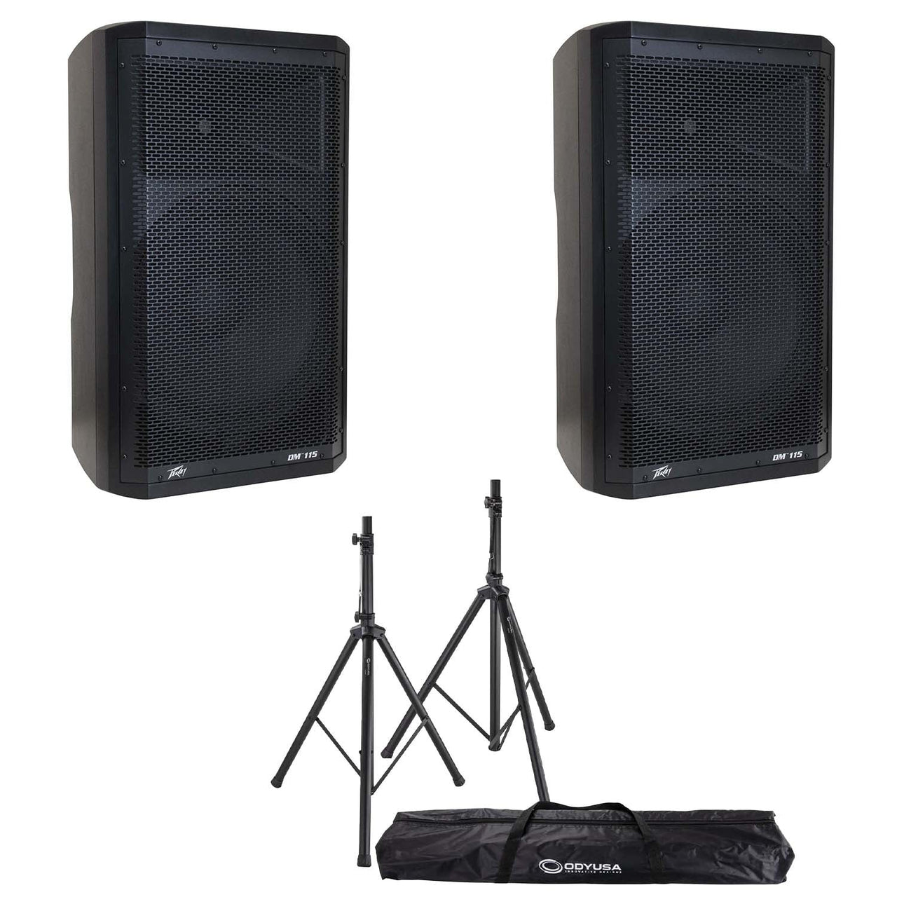 Peavey DM115 15" PA Speaker DJ Package with Stands and Bag