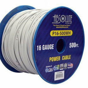 Absolute USA P16-500WH 16 Gauge 500-Feet Spool Power Wire Cable (White)