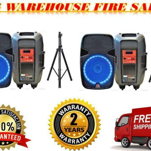 2 Mr. Dj USA PBX2690LB 15" 3500W PA DJ Active Amplifier Bluetooth Speaker + Stands