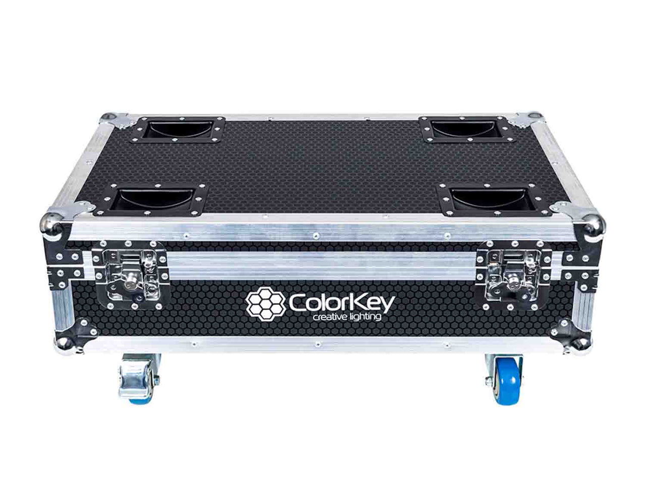 Colorkey CKW-6028-KIT, Mobilepar Mini Hex 4 Uplights 8-Pack Bundle with Charging Road Case