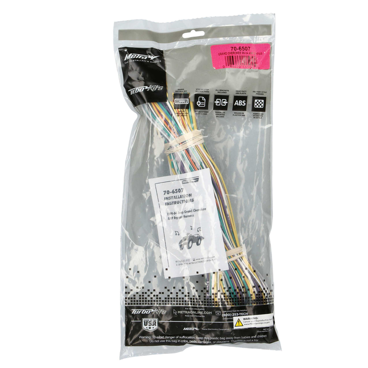 Metra 70-6507 Amp Bypass Harness Compatible Fits Jeep Grand Cherokee 1999-04