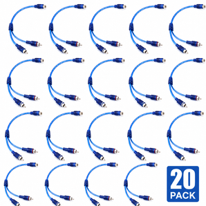 20 Absolute RCA Audio Cable "Y" Adapter Splitter 1 Female to 2 Male Plug Cable