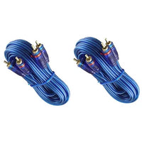 Thumbnail for 2 Samurai Audio 12 Ft 2 Ch Blue Twisted Car Amp RCA Jack Cable Interconnect 12ft